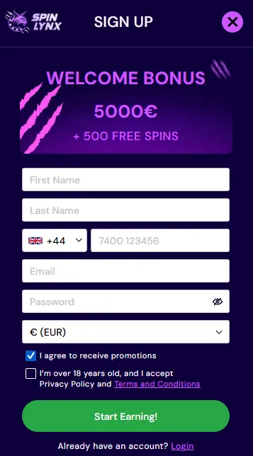 spinlynx casino sign up