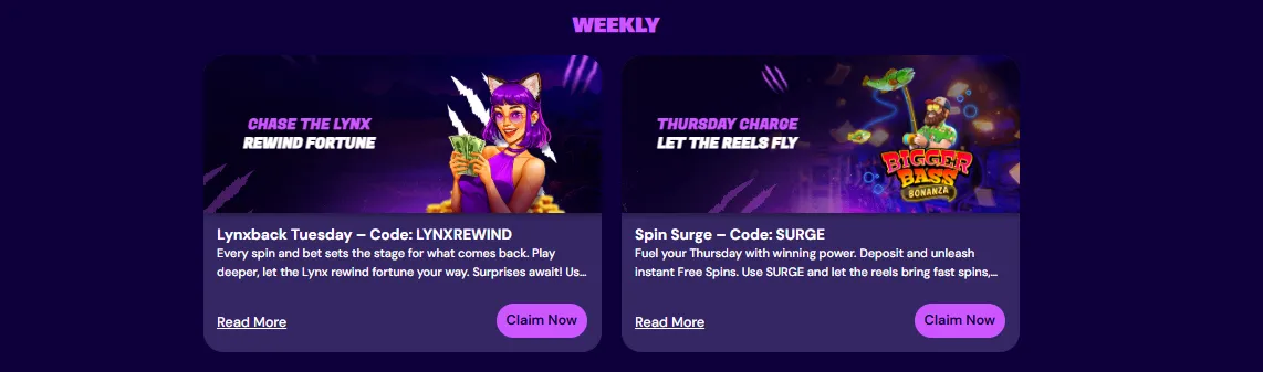 spinlynx casino weekly